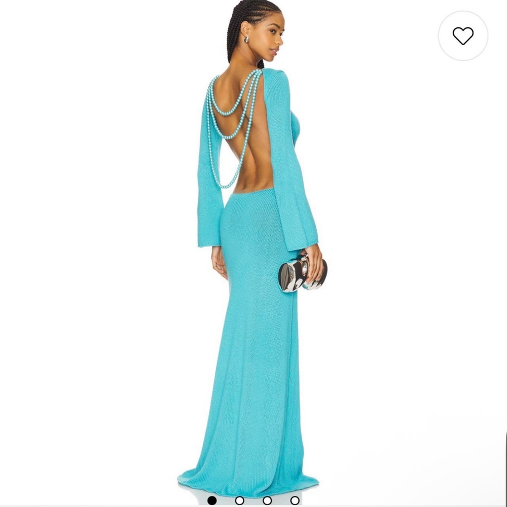 Elegant Backless Turquoise Gown